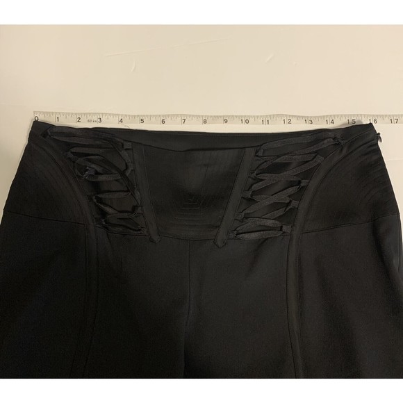 Cache Women’s Satin Trim Solid Black Novelty Pant Lace Up Detail Sz 10 NWT Flaw - Picture 6 of 10